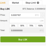 Lisk order panel Binance
