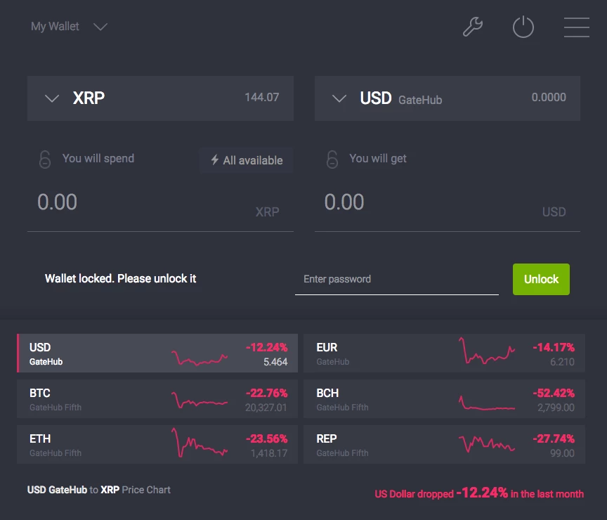 GateHub Exchange Page