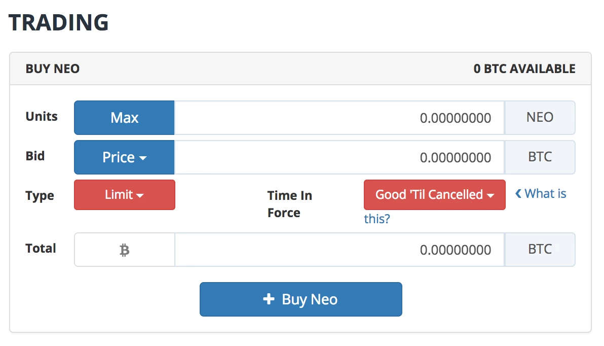 Use Bittrex to buy NEO in the UK, using BTC
