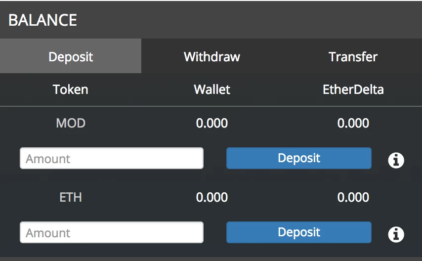 EtherDelta Deposit Page
