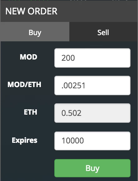 EtherDelta Buy Order