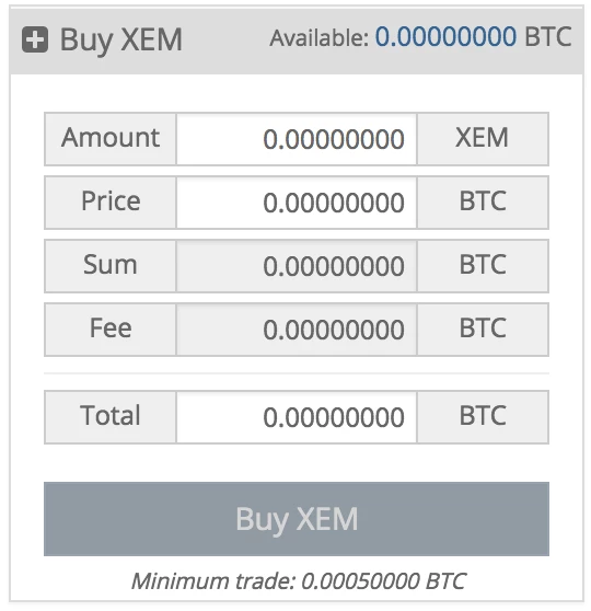 Cryptopia NEM order