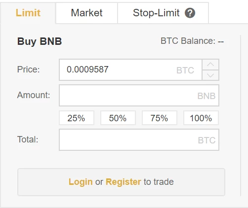 Binance BNB Buy Panel