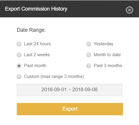 Binance export box
